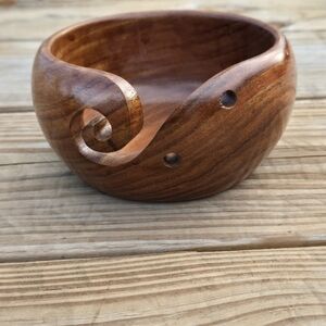 Hand carved wood bowl, small size yarn bowl wooden yarn bowl